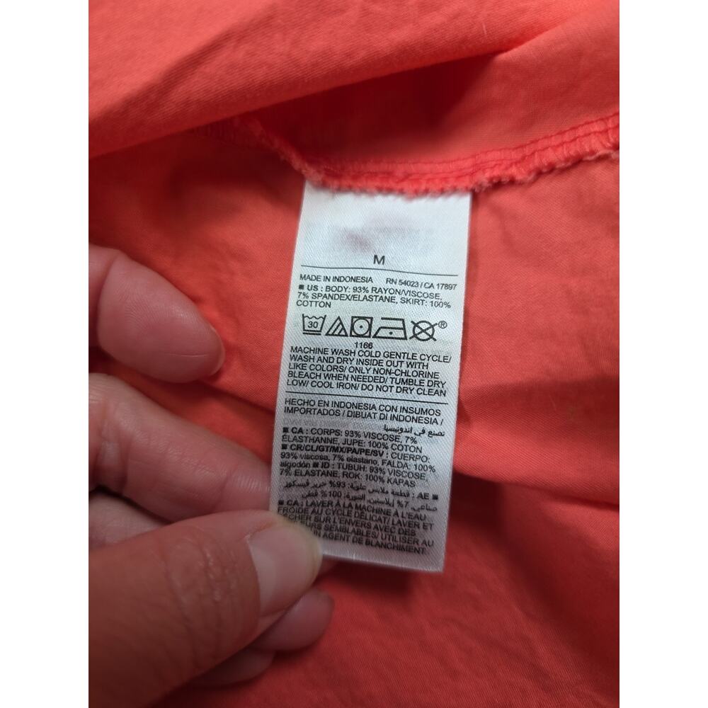 Old Navy Dress Womens Medium Coral Midi Length Ribbed Top Pockets - Picture 7 of 9